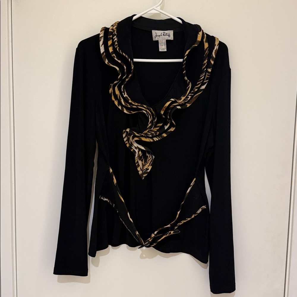 Joseph Ribkoff Black Top with Tiger Accents